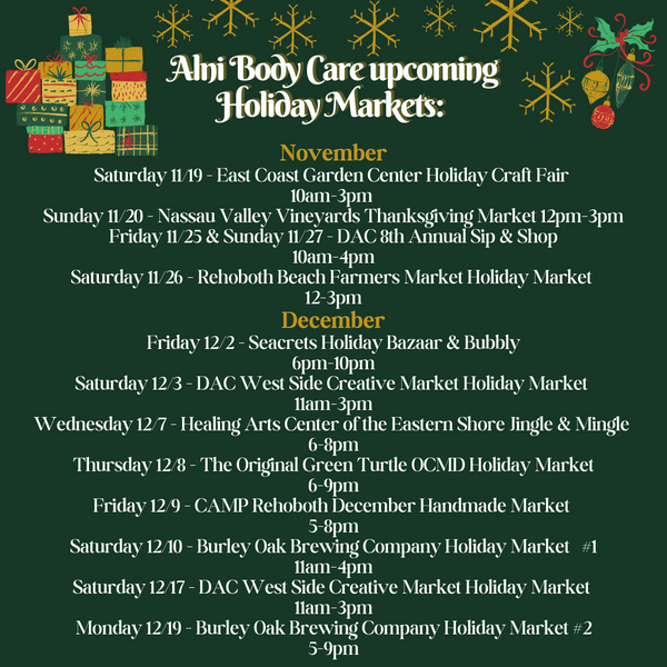 Alni Body Care 2022 Holiday Markets