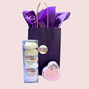 Mother's Day Gift Set #1 6-Pack Aromatherapy Shower Steamers  andLavender Eucalyptus Heart Bath Bomb