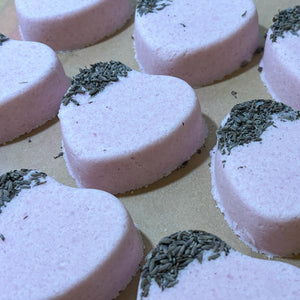 *NEW* Non-infused Lavender Eucalyptus Valentines Heart Bath Bombs colored with Dragon Fruit